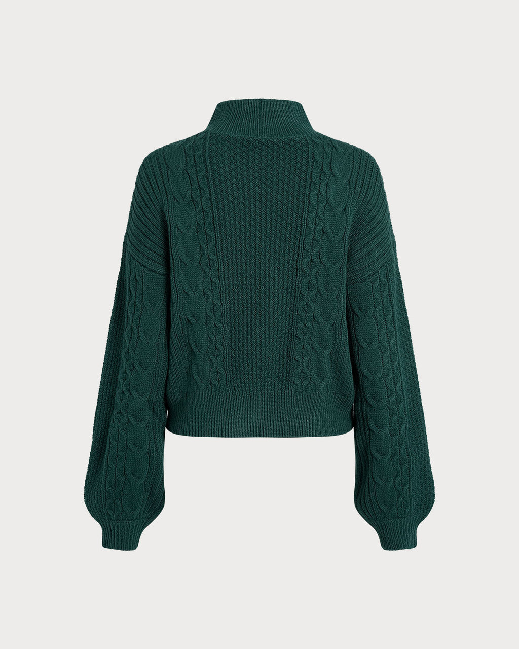 Green Mock Neck Lantern Sleeve Sweater 6