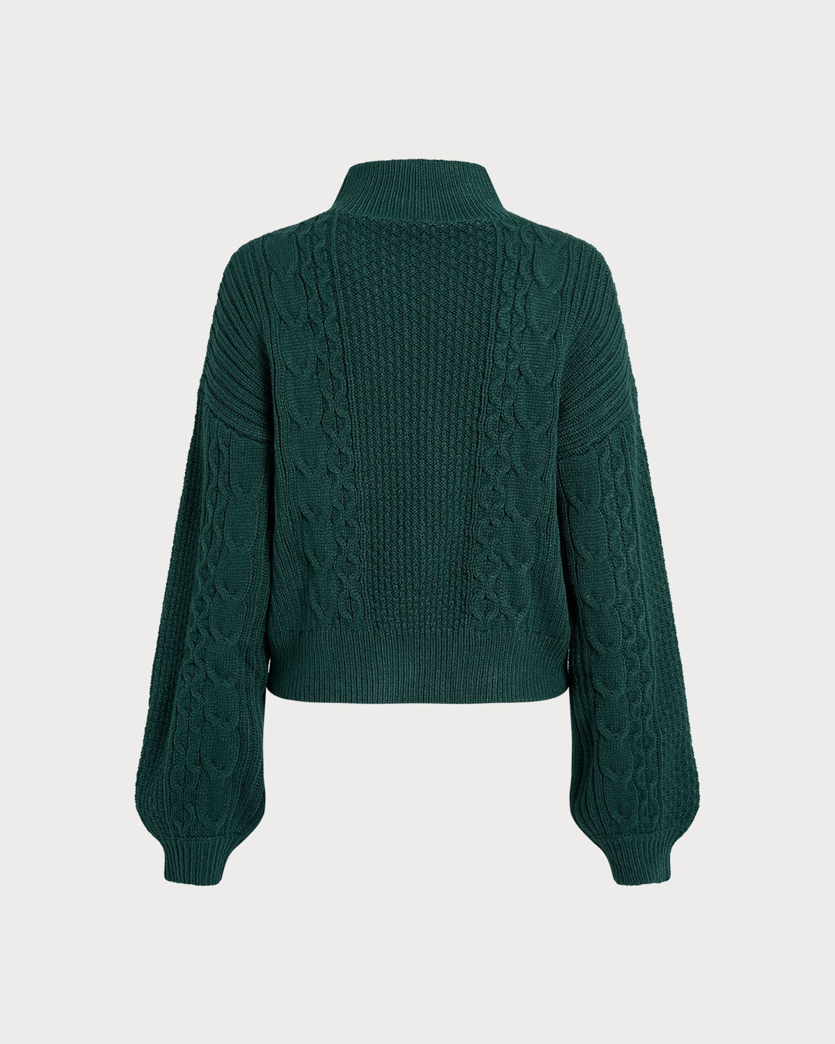 Green Mock Neck Lantern Sleeve Sweater 6