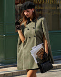 Green Plaid Cape Sleeve Coat 0
