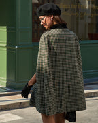 Green Plaid Cape Sleeve Coat 1
