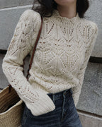 Off White Round Neck Cut Out Sweater 0