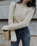 Off White Round Neck Cut Out Sweater 1