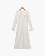 Pearl Button Ruffle Midi Dress 2