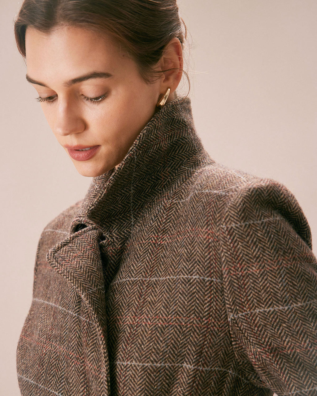 The Coffee Lapel Belted Double Breasted Coat 1