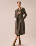 The Coffee Lapel Belted Double Breasted Coat 3