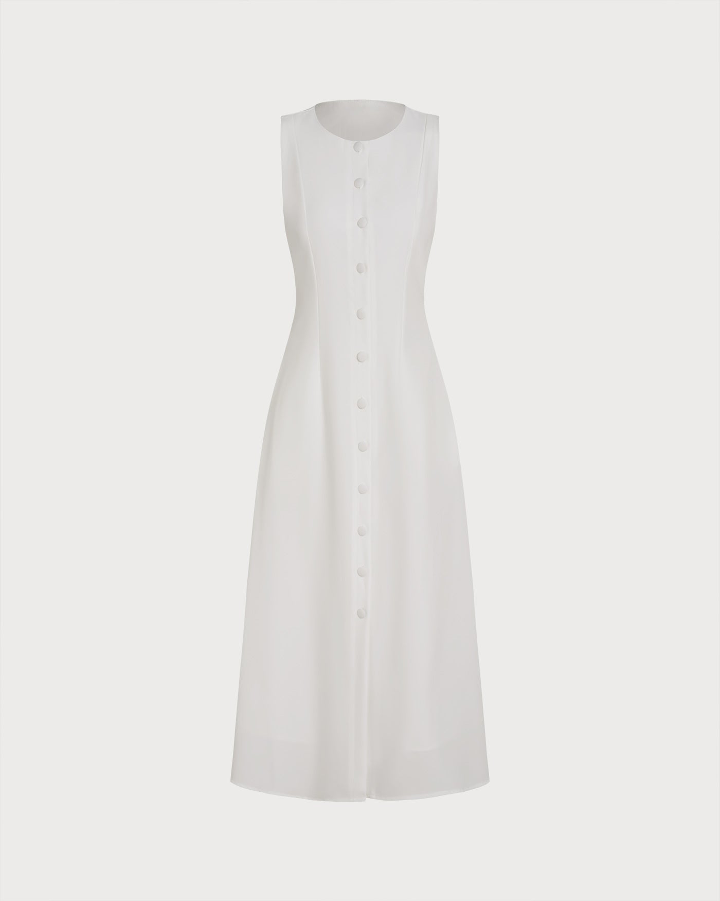 White Button Tie Tunic Midi Dress 4