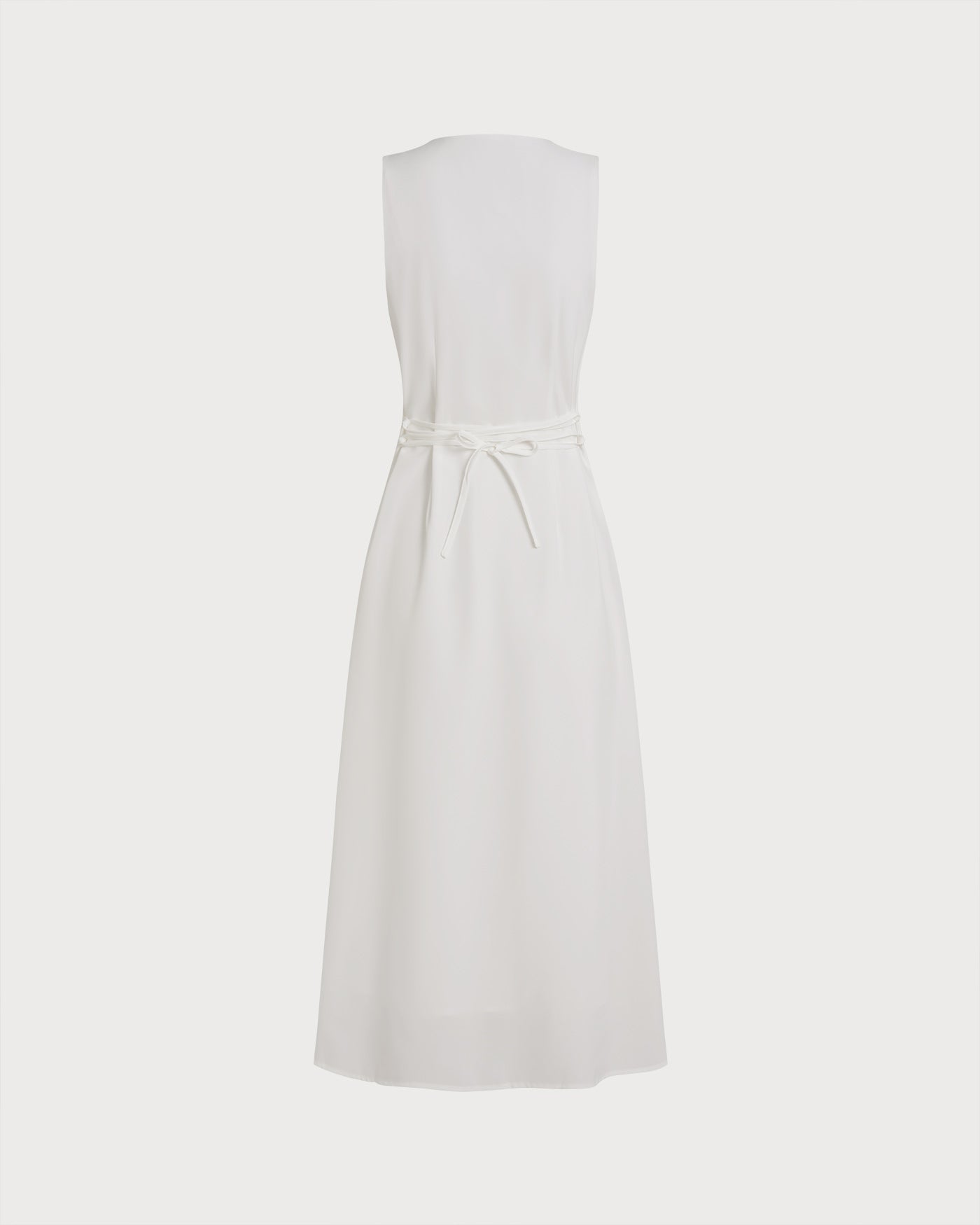 White Button Tie Tunic Midi Dress 5