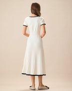 Women's White Contrasting Sweater Midi Dress 4