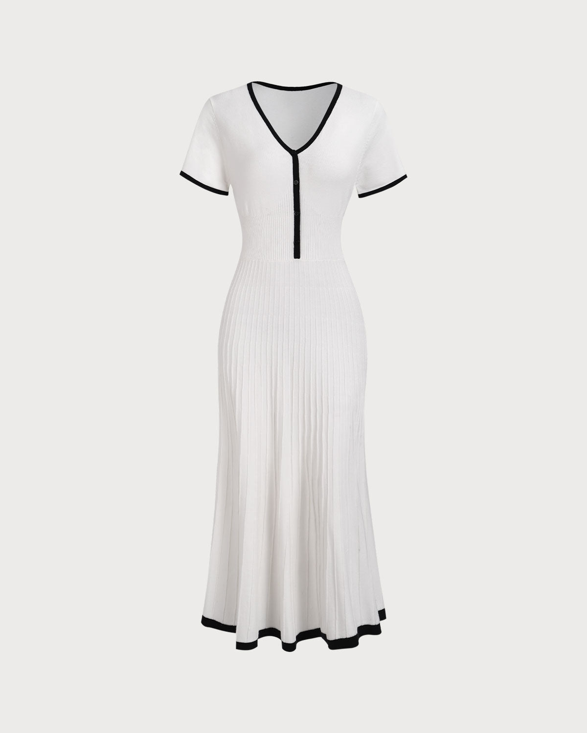 Women's White Contrasting Sweater Midi Dress 5