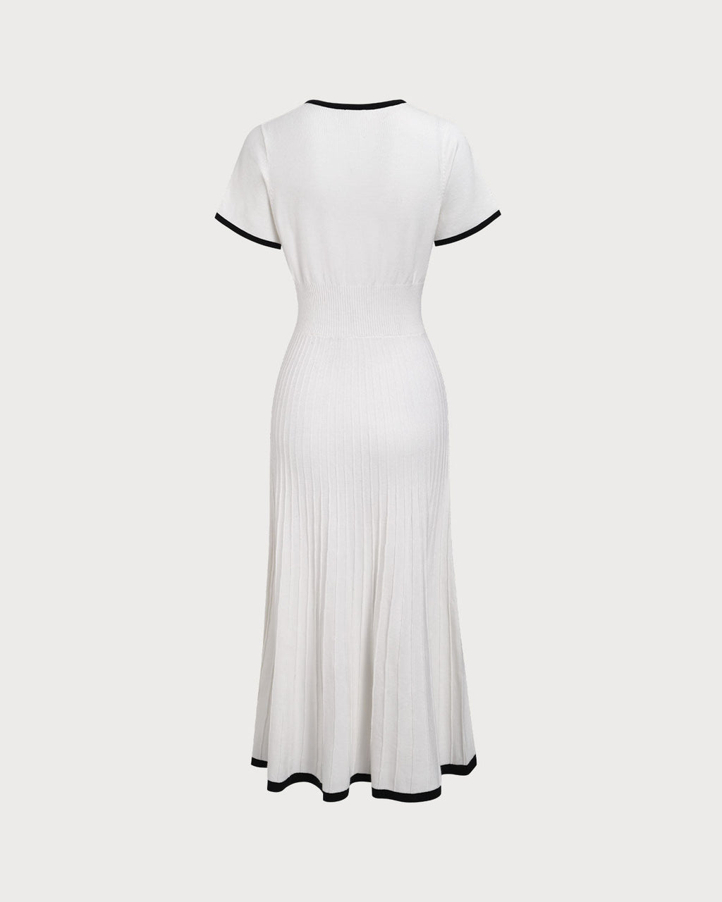Women's White Contrasting Sweater Midi Dress 6