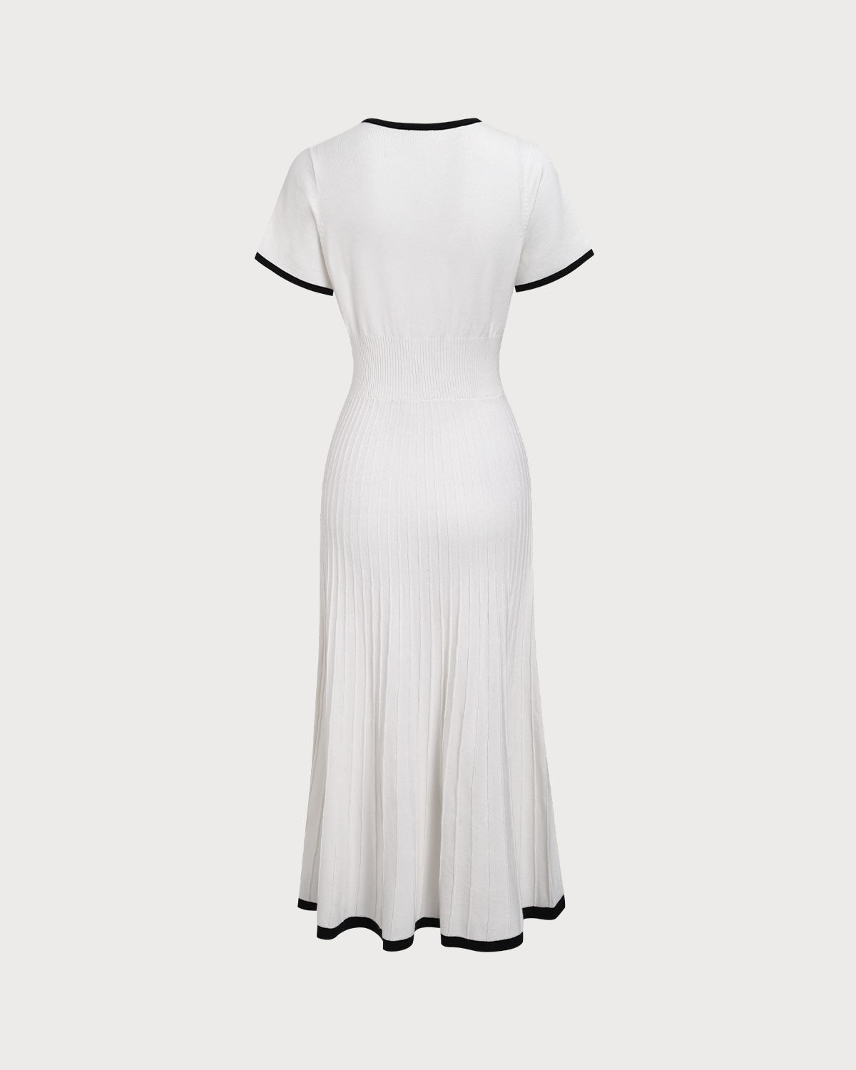 Women's White Contrasting Sweater Midi Dress 6