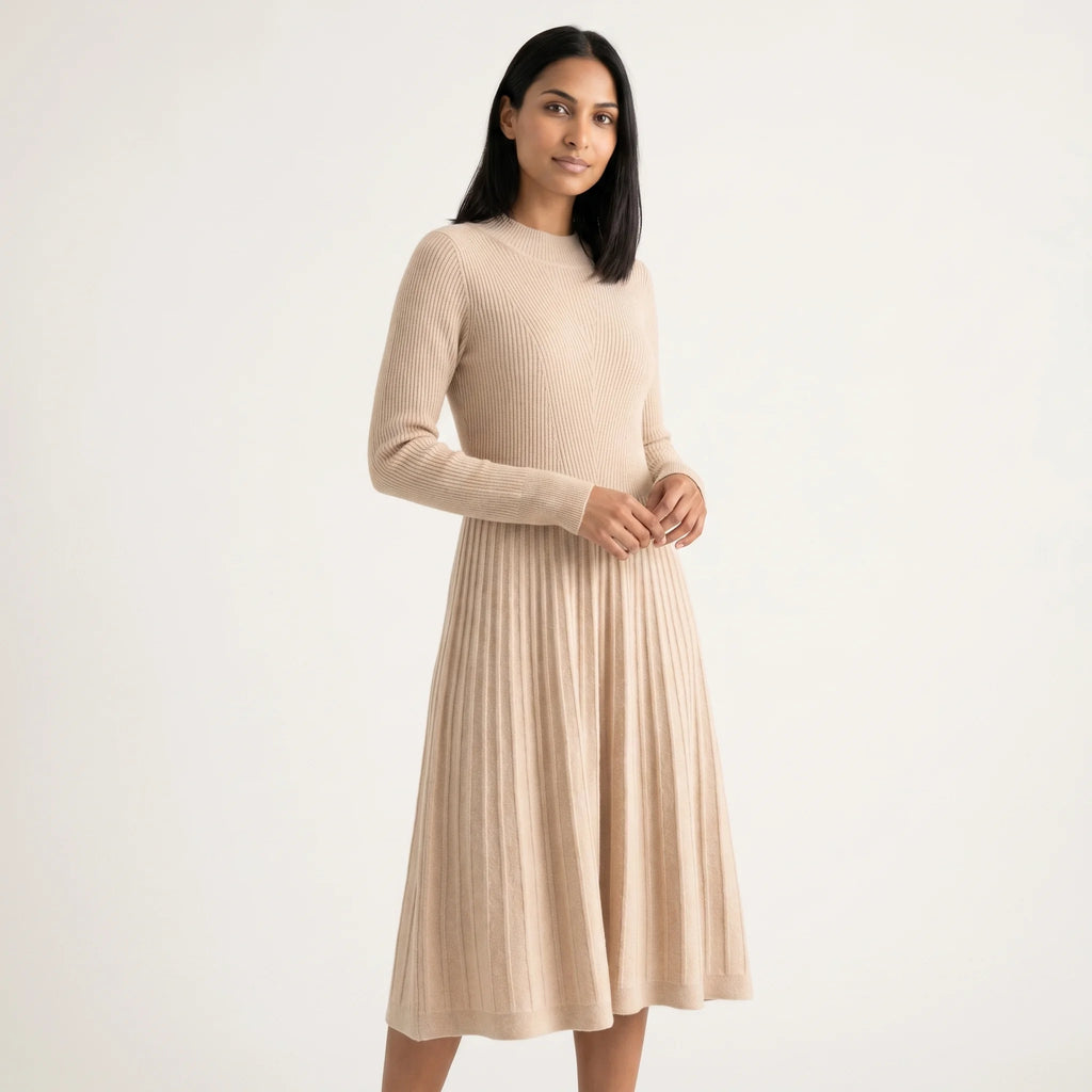 Abito Midi Svasato da Donna in Maglia Morbida