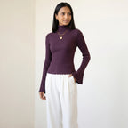 Maglione Dolcevita Slim Fit da Donna a Coste