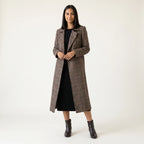 Cappotto Donna Doppiopetto Color Caffè con Cintura